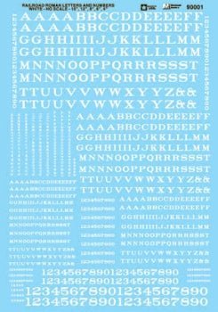 Microscale 90001 HO, Railroad Roman, Letters and Numbers, White - House of Trains
