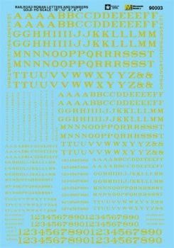 Microscale 90003 HO, Railroad Roman, Letters and Numbers, Gold - House of Trains