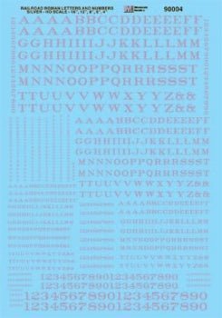 Microscale 90004 HO, Railroad Roman, Letters and Numbers, Silver - House of Trains