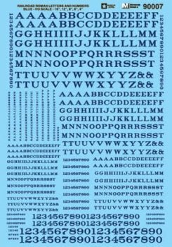 Microscale 90007 HO, Railroad Roman, Letters and Numbers, Blue - House of Trains