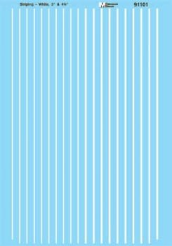Microscale 91101 HO, Striping, 3" and 4¾" Widths, White - House of Trains