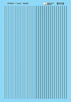 Microscale 91112 HO, Striping, 1" and 2" Widths, Black - House of Trains