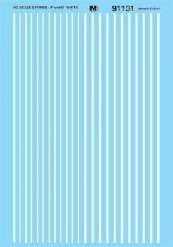 Microscale 91131 HO, Striping, 4" and 6" Widths, White - House of Trains
