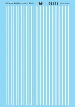 Microscale 91131 HO, Striping, 4" and 6" Widths, White - House of Trains