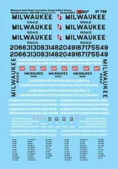 Microscale Decals 60 - 789 N Scale, Milwaukee Road Locomotives, Orange and Black Scheme, 1960 - 87 - House of Trains