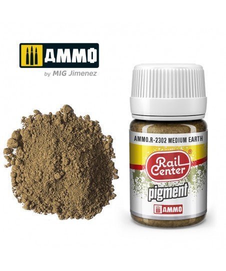 Rail Center Paint R - 2302, Pigment, Medium Earth, 35ml bottle, Dry Pigment - House of Trains