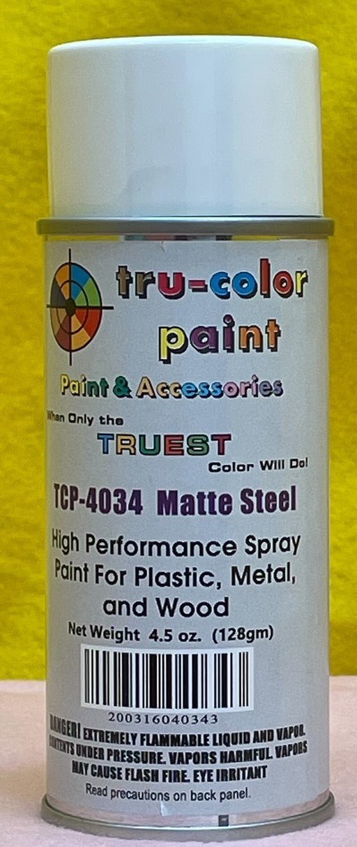 Tru Color TCP - 4034 Matte Steel, Spray Can, 4.5 ounce, Plastic, Metal and Wood - House of Trains