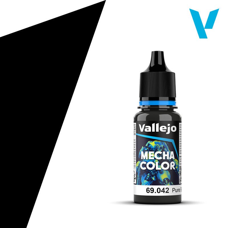 Vallejo 69.042 Mecha Color, Pure Black Paint, 0.6 fl oz, 18ml. - House of Trains