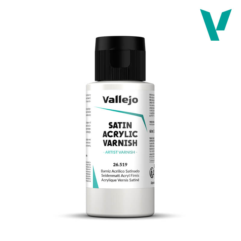 Vallejo 26.519 Artist Varnish, Satin Acrylic Varnish Paint, 2.02 fl oz, 60ml.