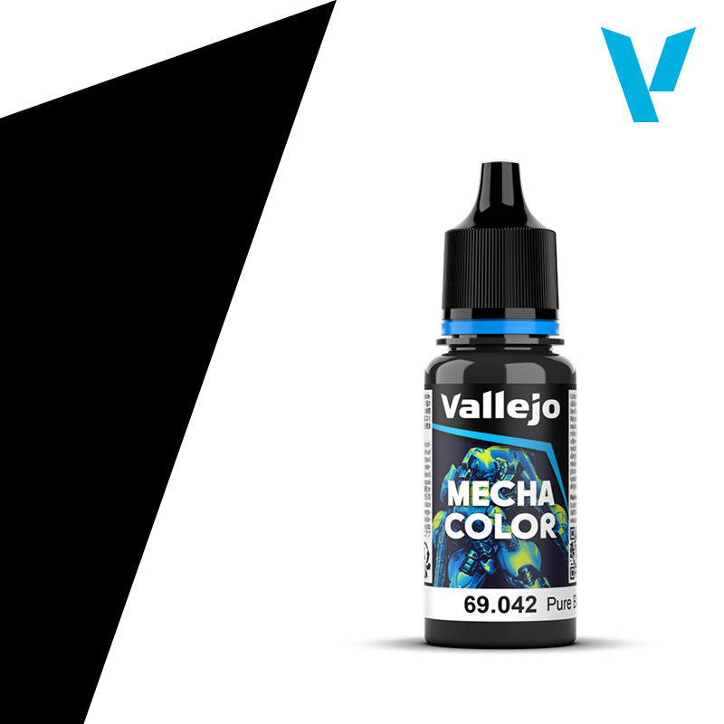 Vallejo 69.042 Mecha Color, Pure Black Paint, 0.6 fl oz, 18ml.