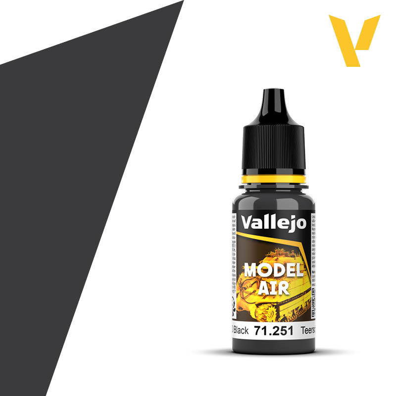 Vallejo 71.251 Model Air, NATO Black Paint, 0.6 fl oz, 18ml.