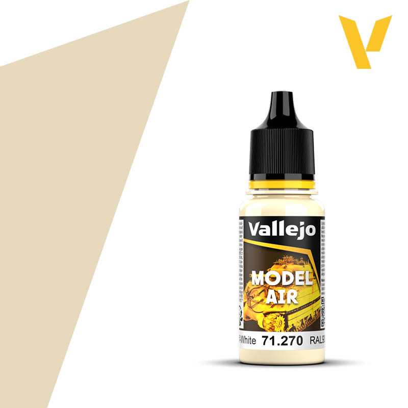 Vallejo 71.270 Model Air, RAL9001 Off-White Paint, 0.6 fl oz, 18ml.