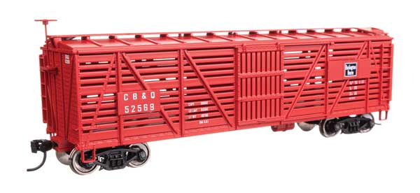 Walthers 910 - 41453 HO, 40' Wood Stock Car, CBQ, 52569 - House of Trains