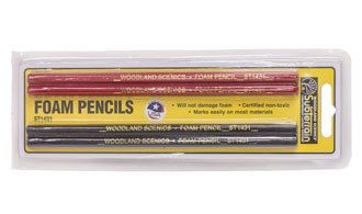Woodland Scenics Subterrain 1431 Foam Pencils, 2 Black and 2 Red - House of Trains