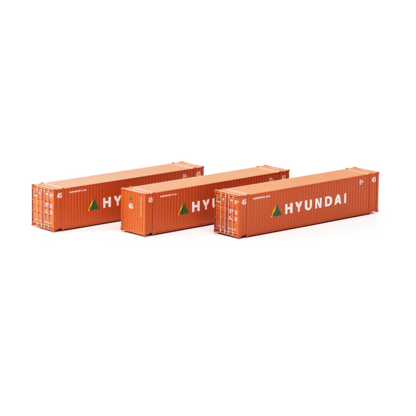 Athearn 17668 N, 45' Container, 3-Pack, Hyundai, HDMU - House of Trains