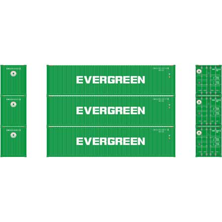 Athearn 17718 N, 40' High Cube Container, Evergreen, EMCU, 3 Pack - House of Trains