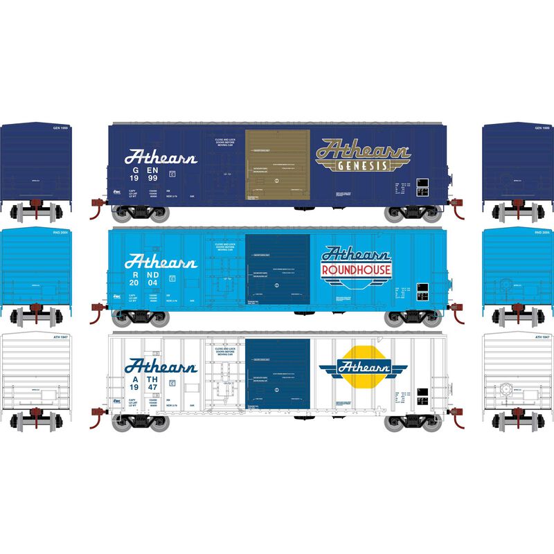 Athearn 26745 HO 50' Box Car, 3-Pack, Roundhouse, Athearn, Genesis - House of Trains