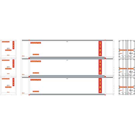 Athearn 27698 HO, 48' Container, XTRA, XCRU, 3 Pack - House of Trains