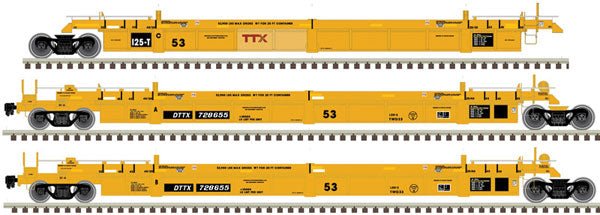 Atlas 20 006 627 HO, 53' Articulated Well Car, 3-Unit, DTTX, 728475 - House of Trains