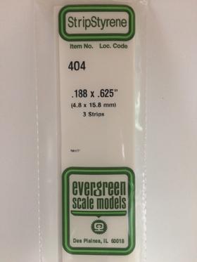 Evergreen 404 Strips, .188" x .625", 4.8 x 15.8 mm, 3 Pieces - House of Trains