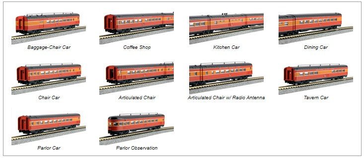 Kato 106-063-1 N, Passenger Car Set, Southern Pacific Lines, Morning  Daylight, 10 Car Set, Lighted