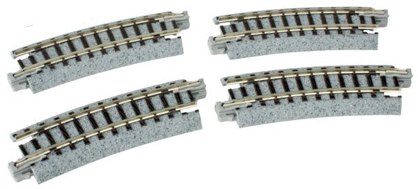 Kato 20-101 N Unitrack, 9-3/4", 249mm, Radius Curve 15 Degree, 4 per Package - House of Trains