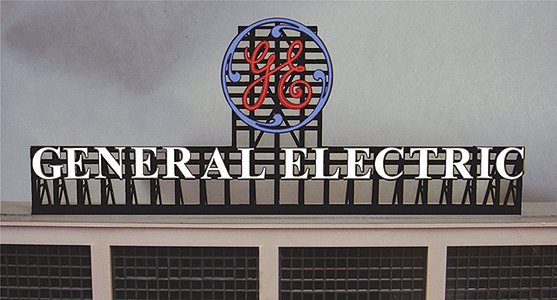 Light Works USA 2781 General Electric Rooftop Animated Billboard Sign HO/O Scale 8.2"x3.2" - House of Trains