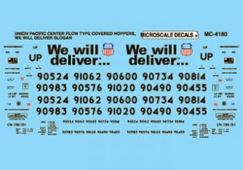 Microscale MC-4180 HO, Union Pacific, Center Flow Type Covered Hoppers, We Will Deliver - House of Trains
