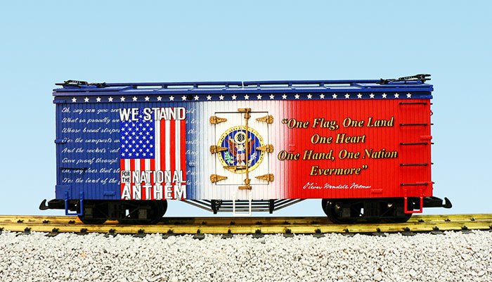 USA Trains R16027 G, 40 Foot Wood Refrigerator Car, National Anthem - House of Trains