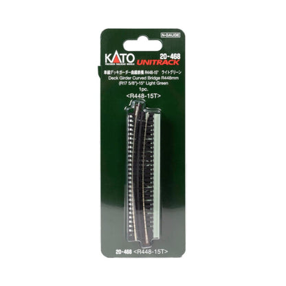 Kato 20-468 N, Unitrack, Deck Girder Curved Bridge, 17.6" Radius, R448, 15 Degree, Light Green
