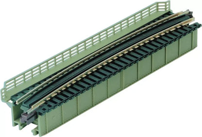 Kato 20-473 N, Unitrack, Deck Girder Curved Bridge, 19" Radius, R481, 15 Degree Curve, Light Green