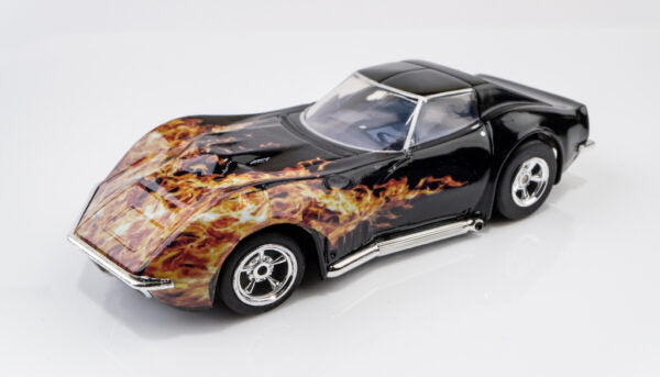 AFX 22051 HO, MegaG+, Collector Series Clear, 1968 Corvette 427, Black with Flames