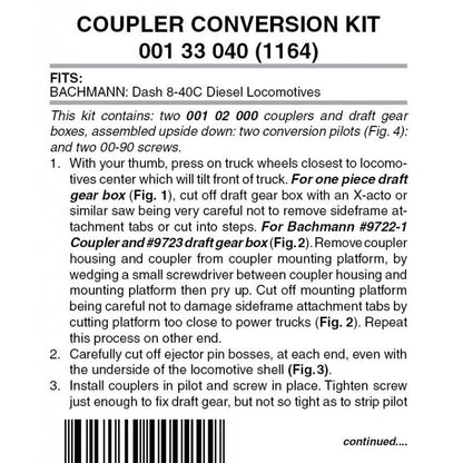MTL 001 33 040 N Coupler Conversion, Bachmann Dash 8-40C