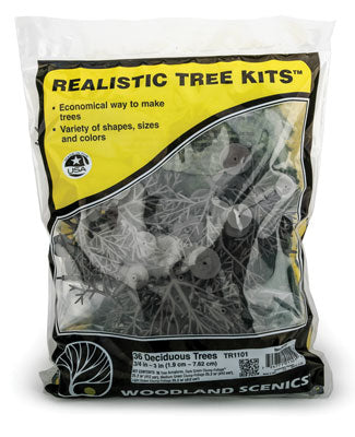 Woodland Scenics TR1101 Realistic Deciduous Tree Kit,  36 Armatures 3/4" to 3", 3 shades of foliage