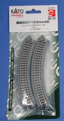 Kato 20-172 N Unitrack 7" (183mm) Radius Curve 45 Degree (4 Pieces)