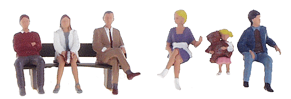 Woodland Scenics 1861 HO, Bus Stop People, 7 Pieces