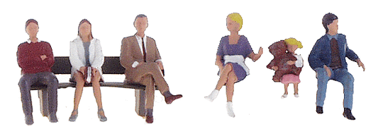 Woodland Scenics 1861 HO, Bus Stop People, 7 Pieces