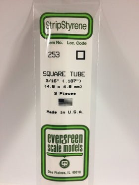 Evergreen 253 Tubes, .187" x .187" (4.8 x 4.8 mm) (3 Pieces)