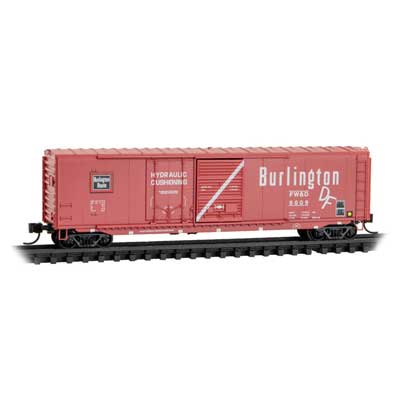 Micro Trains Line 076 00 180 N 50' Standard Box Car, Plug and Sliding Door, without Roofwalk, Fort Worth and Denver Burlington, FWD 5009