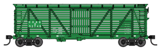 Walthers Mainline 910-41505 HO, 40' Wood Stock Car, CBQ 52749-D
