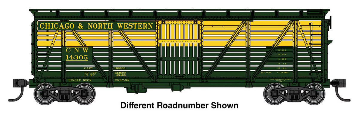 Walthers Mainline 910-41509 HO, 40' Wood Stock Car, CNW 14343