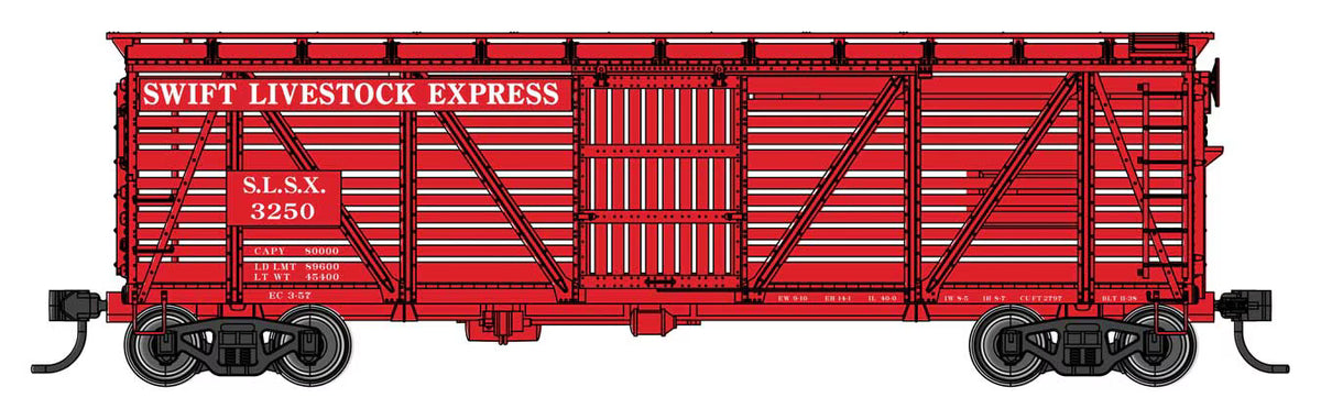 Walthers Mainline 910-41517 HO, 40' Wood Stock Car, SLSX 3250