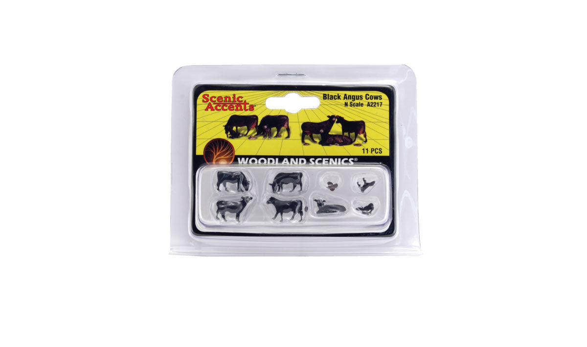 Woodland Scenics Accents 2217 N Black Angus Cows (11 pieces)