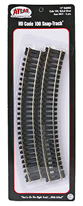 Atlas 831 HO, Code 100, 15" Radius Curve, 30 Degree, 6 Pieces