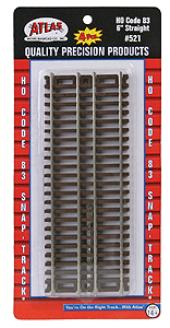 Atlas 521 HO, Code 83, 6" Straight, 4 Pieces