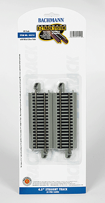 Bachmann 44514 HO Nickel Silver E-Z Track 4.5" Straight Track (4 Pieces)