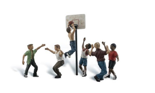Woodland Scenics 1926 HO, Shootin' Hoops, 6 Pieces