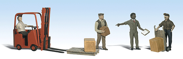 Woodland Scenic Accents 2192 N Workers with Forklift, 6 Pieces