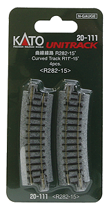 Kato 20-111 N Unitrack 11" (282mm) Radius Curve 15 Degree (4 Pieces)