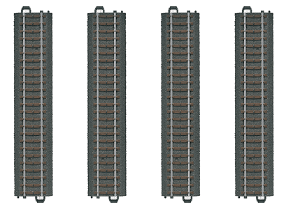 Marklin 20188 HO 7 13/32" (188.3mm) Straight Track (4 Pieces)